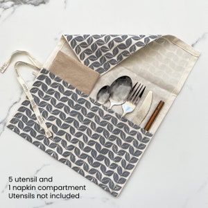 Cutlery Roll carry your utensils for lunch box, picnic, road trips and table dressing image 5