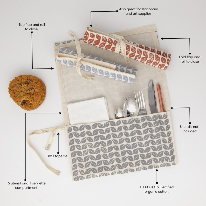 Cutlery Roll Travel Utensil Case for Lunch Box and Picnic Etsy