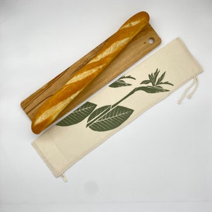 Baguette Bag Strelitzia bread storage for crispy bread, large bread bag, bakers gift. image 4