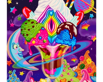 Lisa Frank Fan Art - Rainbow Vulva Ice Cream 8x10” Giclée Print