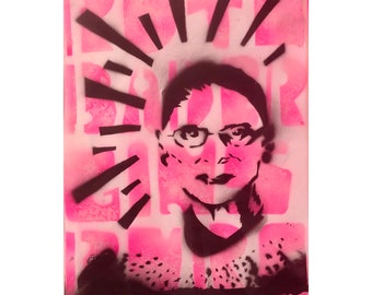 RBG Ruth Bader Ginsburg Hand Made Spray Paint Print