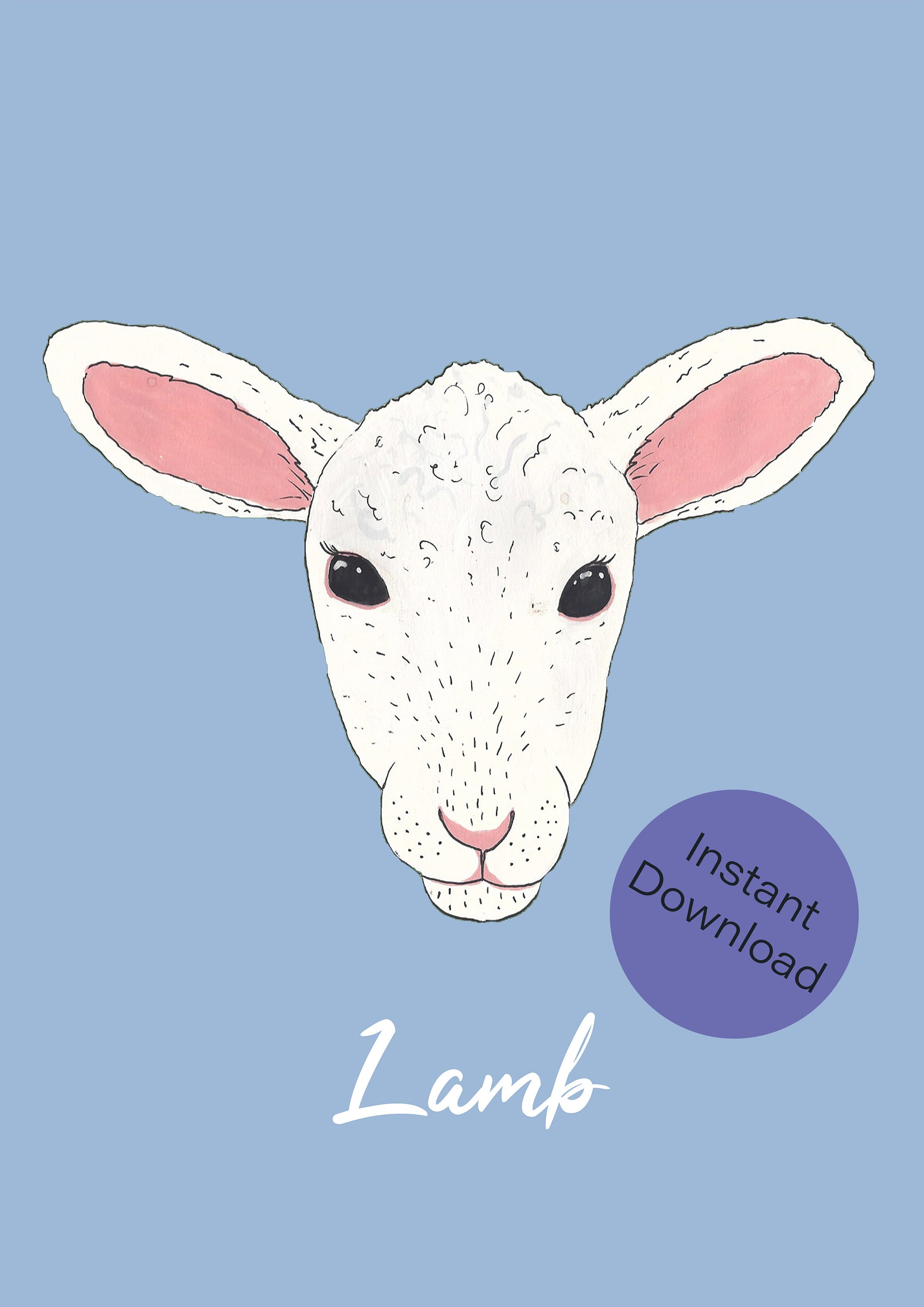 Lamb Children's Animal Digital Download Art Print Etsy
