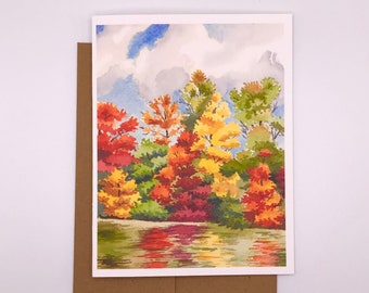 Thanksgiving Card | Fall Card | Original Watercolor Painting Card | Autumn trees card