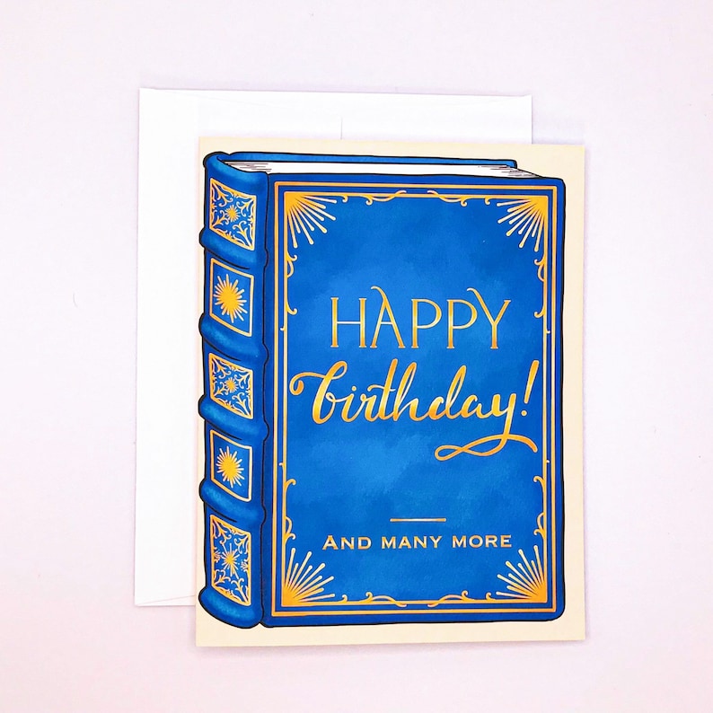 Antique Book Birthday Card Birthday Greeting Card Card for Etsy