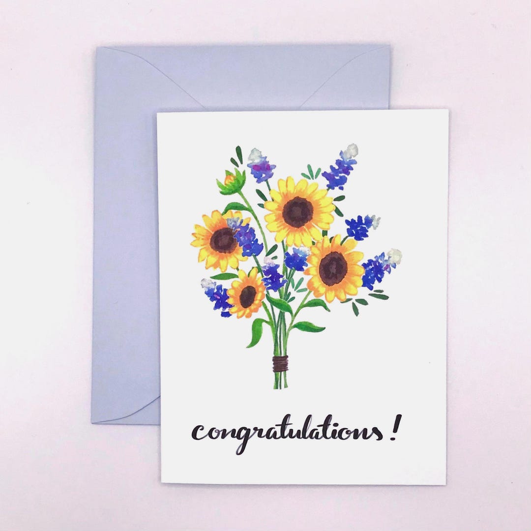 Sunflower Congrats Card | Congratulations Greeting Card | Floral ...