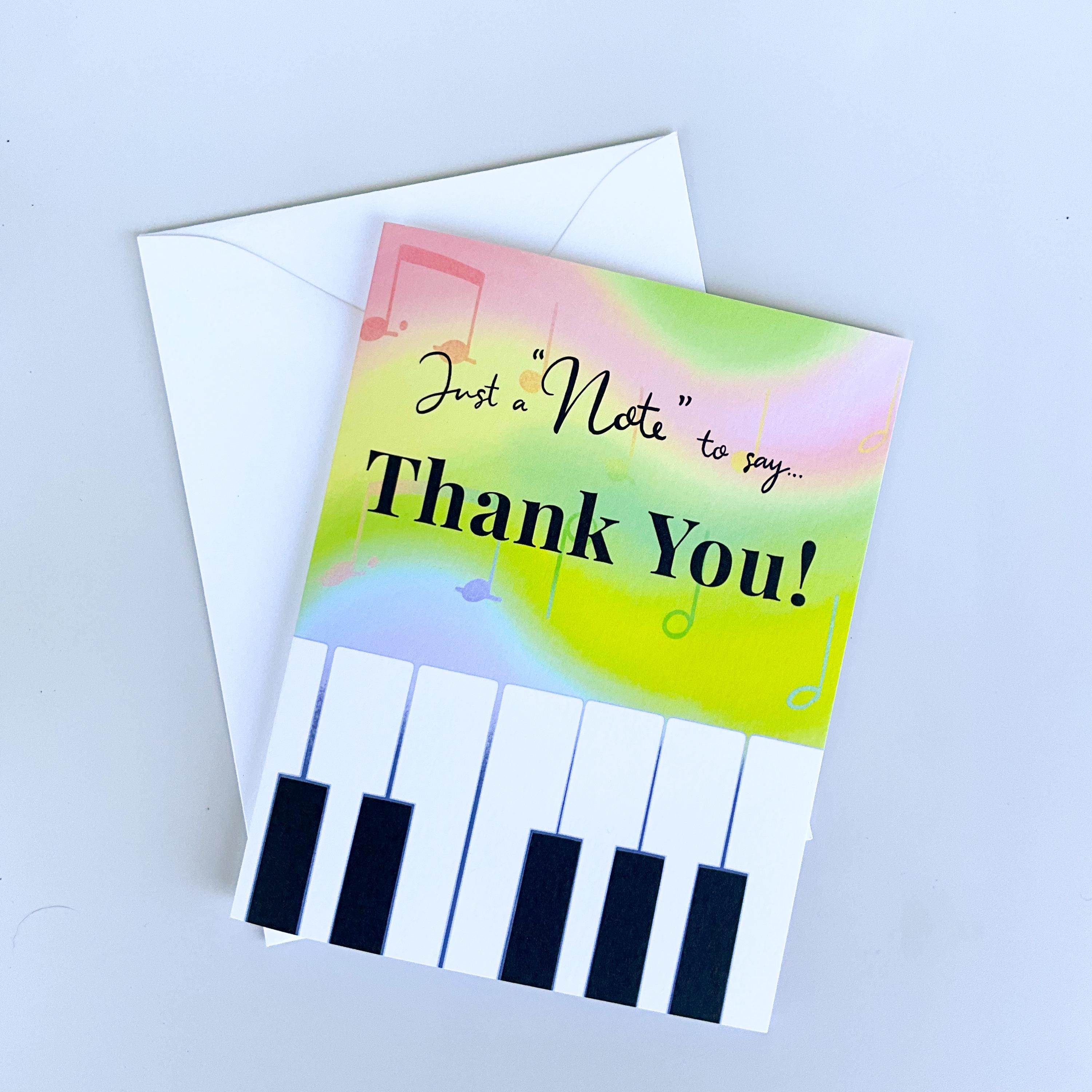 Piano Thank You Card – Punny Greeting Card for Piano Teachers