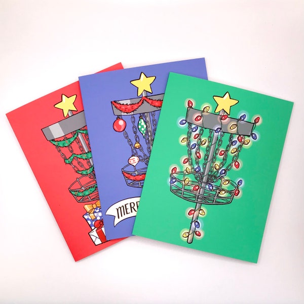 Disc Golf Christmas Card Set: Holiday Winter Sports Gift