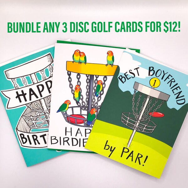 Any 3 Disc Golf Cards, Frisbee Golf Birthday Card, Anniversary Card, Best Boyfriend by Par, Father's Day, Valentine, Graduation