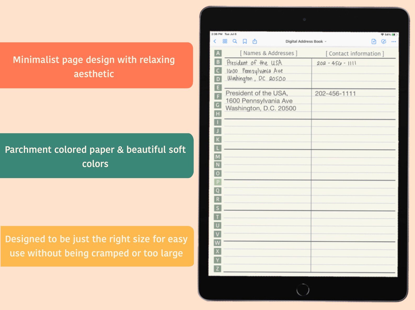 Digital Address Book Goodnotes & Notability Compatible Etsy
