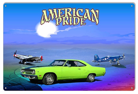 Lime Green 1970 Plymouth Roadrunner American Pride By Artist Etsy