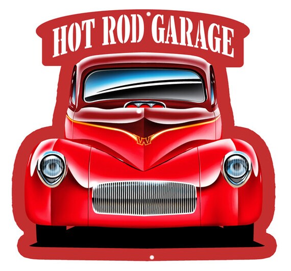 Hot Rod Classic Car Cut Out 3d Effect Garage Art Metal Sign Etsy