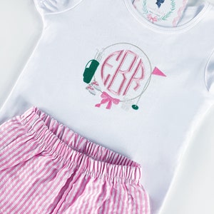 Girls Golf Frame Monogram Shirt, Baby Girl Golf Tee, Golf Course Shirt, Baby Girl Golf Shirt, Monogram Golf Outfit, Matching Sister Golf Set
