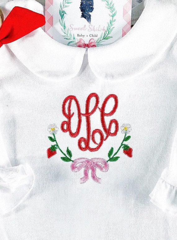 Girls Strawberry Monogram Shirt, Strawberry Frame Tee, Baby Strawberry Birthday Shirt, Strawberry Monogram Frame Tee, Baby Gift Idea