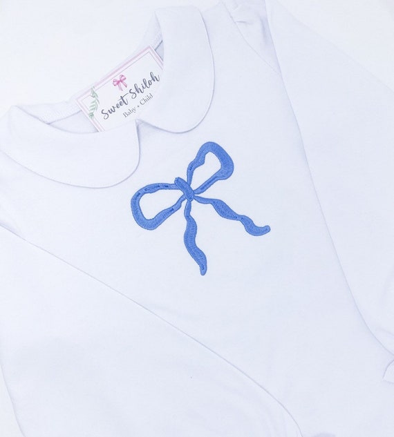 Girls Ribbon Bow Shirt, Baby Girl Ribbon Tee, Monogram Bow