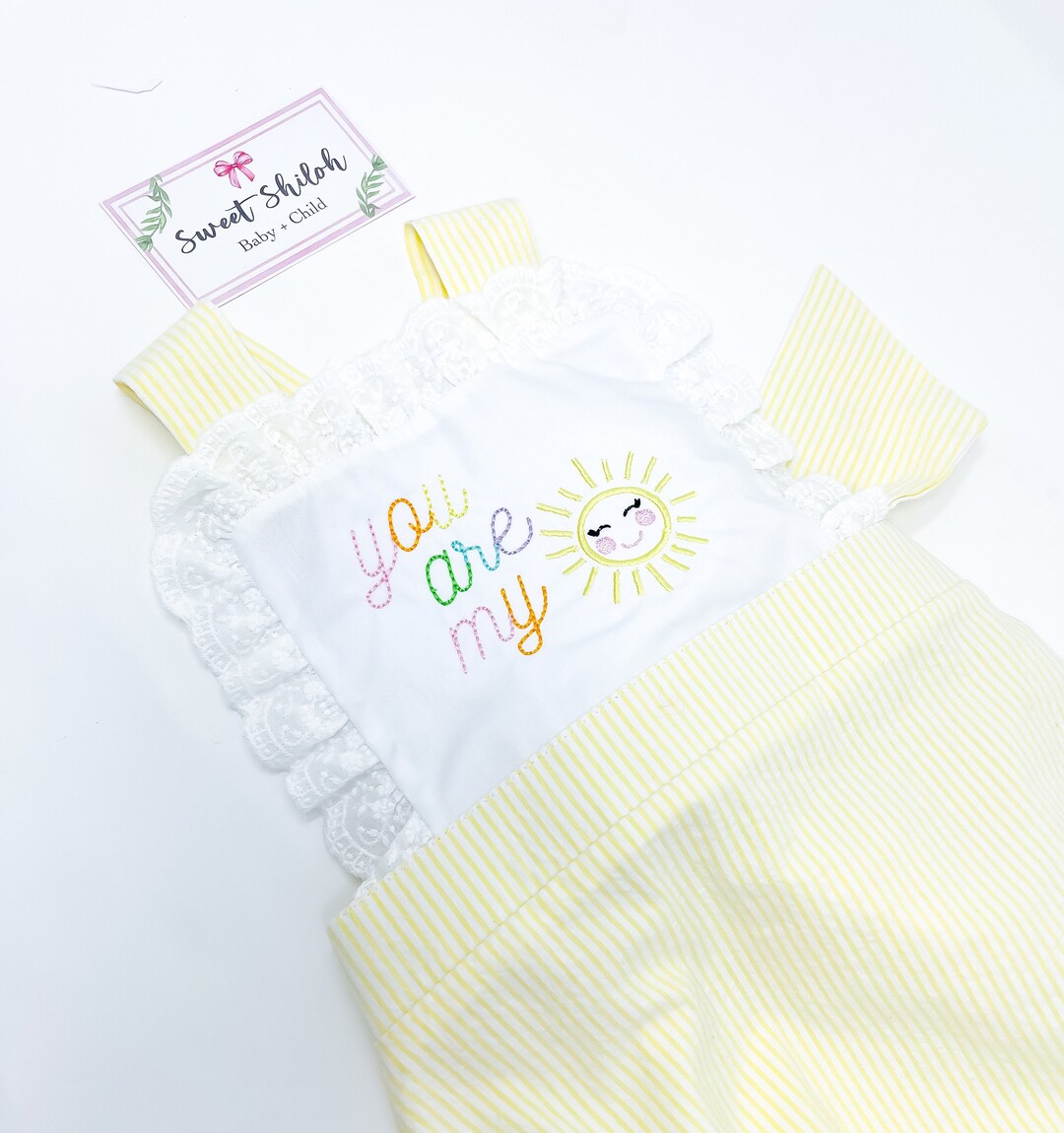 Seersucker Monogram Sunsuit, Girls Monogram Bubble Romper, Girls Summer