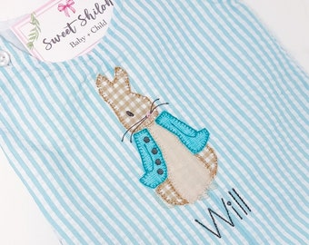 Boys Easter Jon Jon, Bunny Rabbit Jon Jon, Baby Boy Easter Outfit, Boys Easter Romper, Boys Easter Bunny One Piece, Easter Bunny Jon Jon