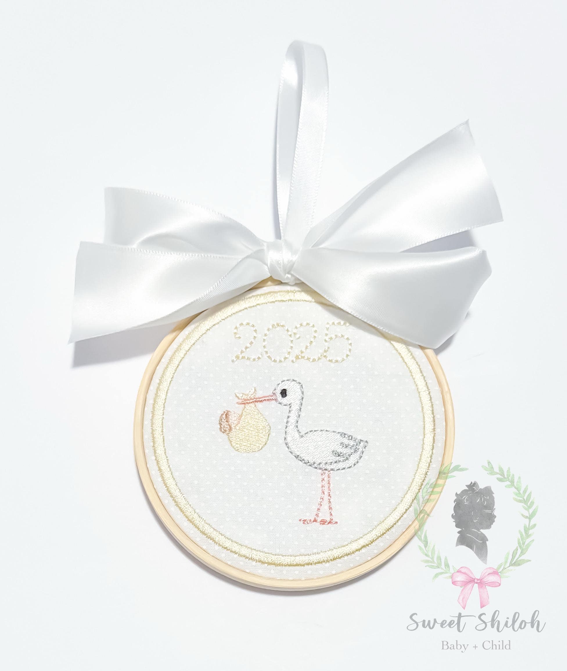 Gender Neutral Ornament, New Baby Ornament, Pregnancy Ornament, Baby Stork Ornament, Baby Announcement Ornament, Christmas Baby Ornament