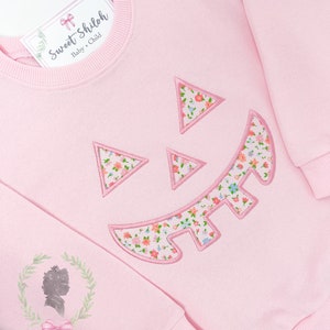 Baby Girl Jack O Lantern Sweatshirt, Pumpkin Monogram Pullover, Girls Halloween Pumpkin Face Crewneck, Baby Girl Halloween Sweatshirt