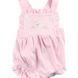 Girls Easter Romper, Easter Bunny Sunsuit, Baby Easter Bubble, Baby Girl Bunny Romper, Bunny Rabbit Easter Romper, Baby Easter Outfit