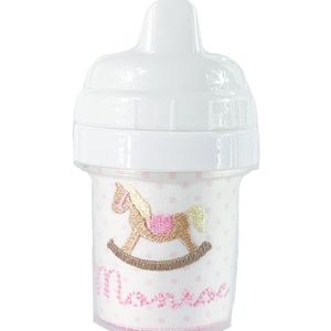 Rocking Horse Monogram Sippy Cup, Monogram Horse Cup, Baby Shower Gift, Toddler Cup, Baby Girl Toddler Sippy, Embroidered Children’s Gift