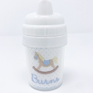 Rocking Horse Monogram Sippy Cup, Monogram Horse Cup, Baby Shower Gift, Toddler Cup, Baby Boy Toddler Sippy, Embroidered Children’s Gift