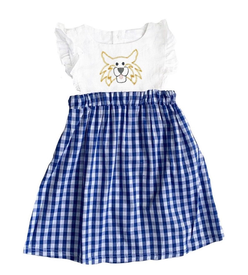 Baby Kentucky Outfit Blue Gingham Dress Baby UK Dress Kentucky Game Day Outfit Baby Wildcat Dress Girls Game Day Dress