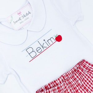 School Monogram Shirt, Toddler Preschool Top, Monogram Apple Shirt, Boys School Outfit, First Day of School Shirt, Boys Kindergarten Outfit