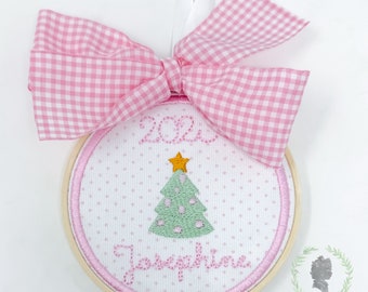 Christmas Tree Ornament, Xmas Tree Ornament, Children’s Christmas Ornament, Preppy Christmas Ornament, Embroidered Ornament