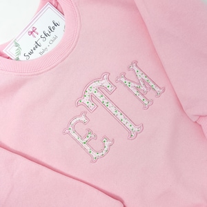 Girls Monogram Floral Sweatshirt, Monogram Initial Baby Shirt, Baby Girl Monogram Gift, Girls Winter Sweatshirt, Baby Girl Name Sweatshirt