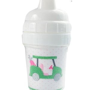 Golf Monogram Sippy Cup, Monogram Golf Cart Cup, Baby Shower Gift, Golf Toddler Cup, Baby Girl Toddler Sippy, Embroidered Children’s Gift