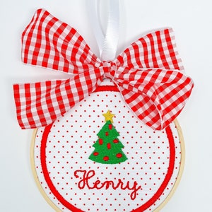 Christmas Monogram Tree Ornament, Xmas Tree Ornament, Christmas Keepsake Ornament, Baby Christmas Ornament, Embroidered Ornament Gift Idea