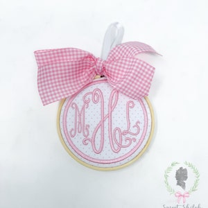 Monogram Initial Ornament, Embroidered Letter Ornament, Children’s Christmas Keepsake Ornament, Embroidered Christmas Ornament