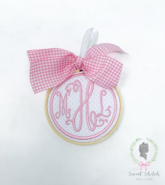 Monogram Initial Ornament, Embroidered Letter Ornament, Children's