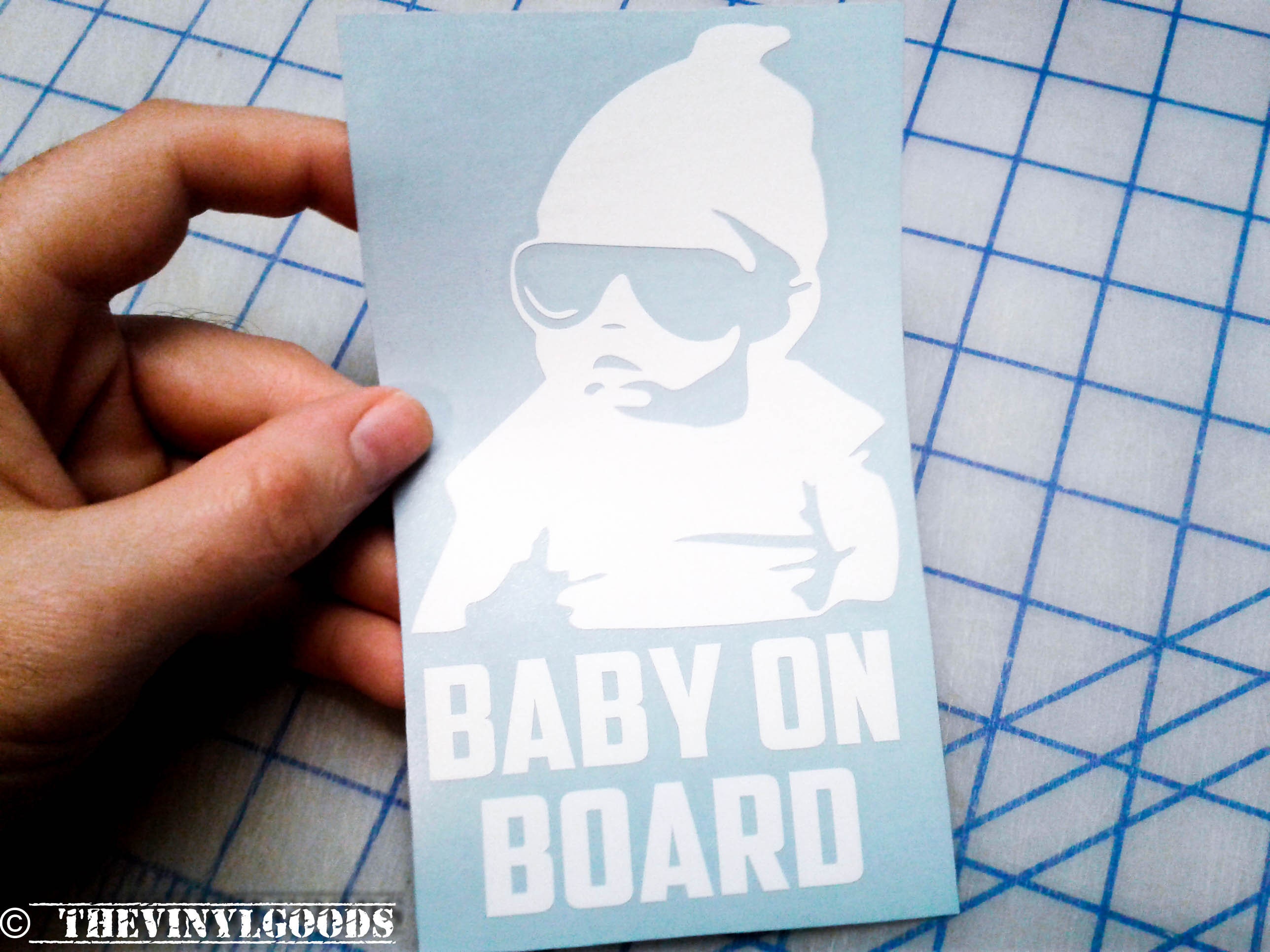 Baby On Board Black Car Window Sticker Decal Cool Baby Sunglasses Hat Aufkleber