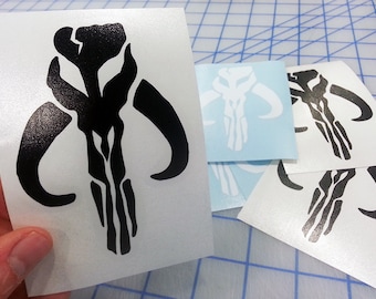 Mandalorian Skull decal.. Boba Fett decal.. Mandalorian vinyl decal.. Boba Fett sticker.. Mandalorian Skull sticker.. Mythosaur decal..