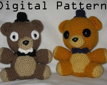 Freddy and Golden Freddy Crochet DIGITAL PATTERN DOWNLOAD