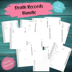 Death Records Bundle | Genealogy Research | Ancestry Forms | Family History