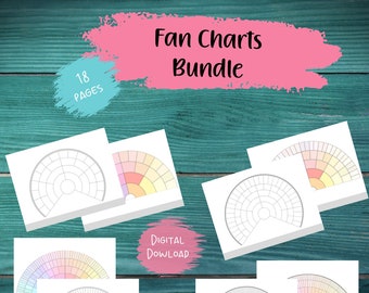 Ancestry Fan Charts | Printable Family Tree | Genealogy Worksheet | Blank Family Tree