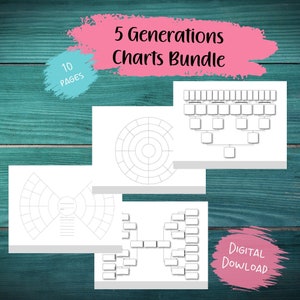 5 Generation Family Tree Templates | Ancestry Family Tree | Genealogy Worksheet | Family Tree Download