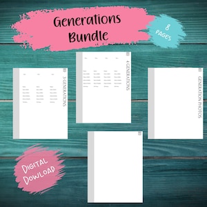 Family Generations Bundle | Ancestry Research | Genealogy Worksheets | Family History