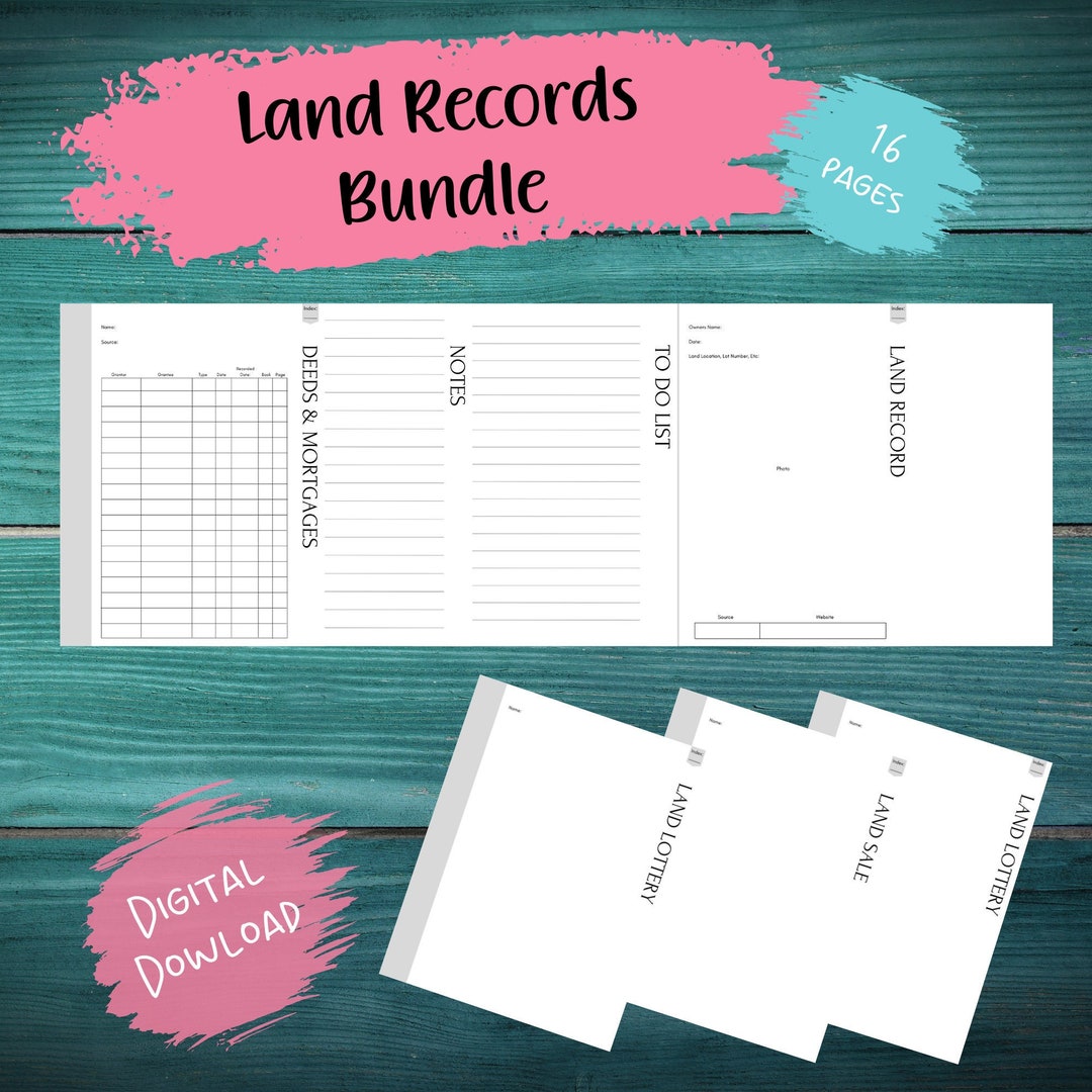 Land Records Printable Genealogy Forms Ancestry Research Worksheets Family History Etsy