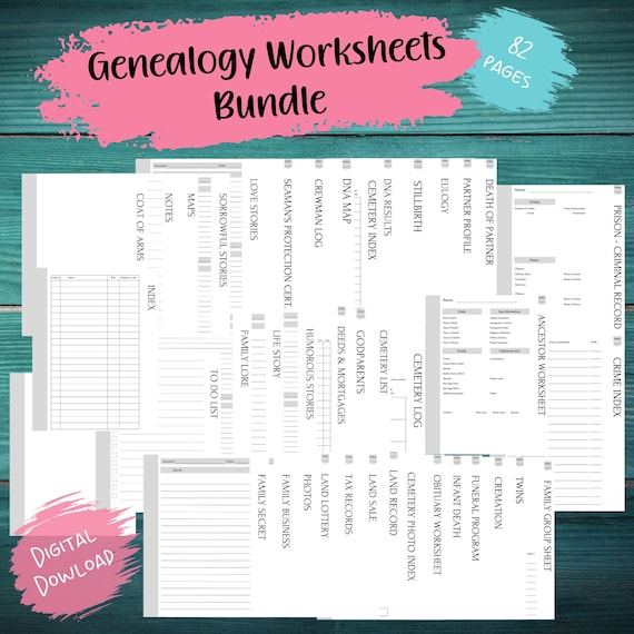 Genealogy Worksheets Ancestry Printable Family Research - Etsy