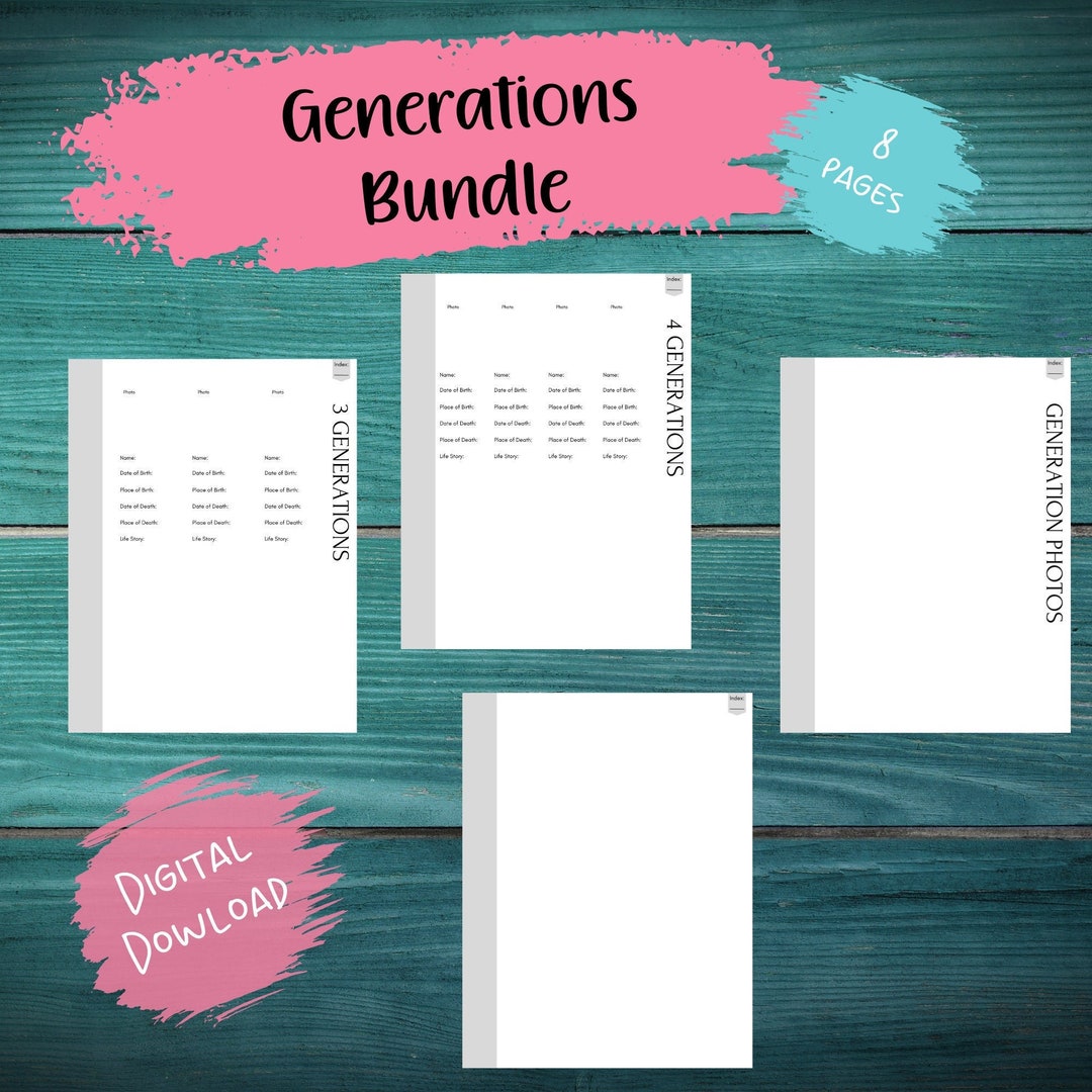 Family Generations Bundle | Ancestry Research | Genealogy Worksheets ...