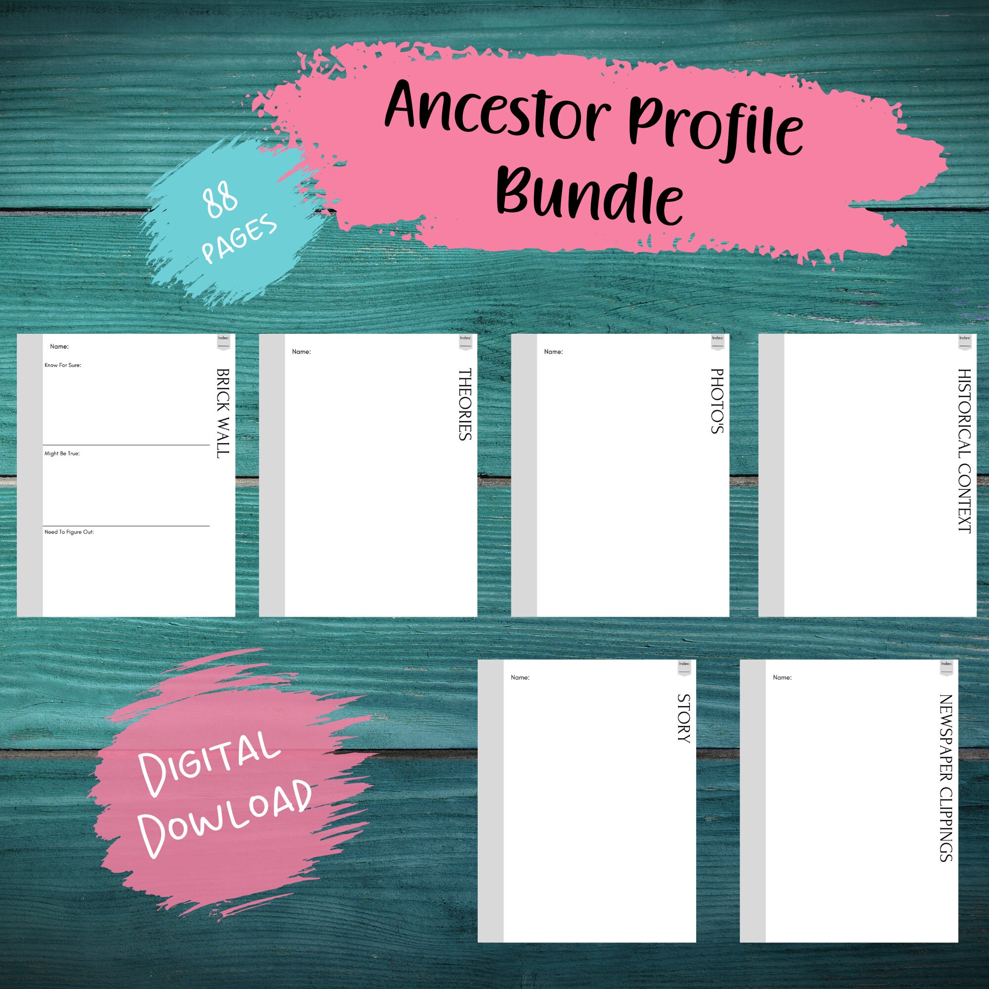 Family History Ancestor Profile | Family History Digital Download ...