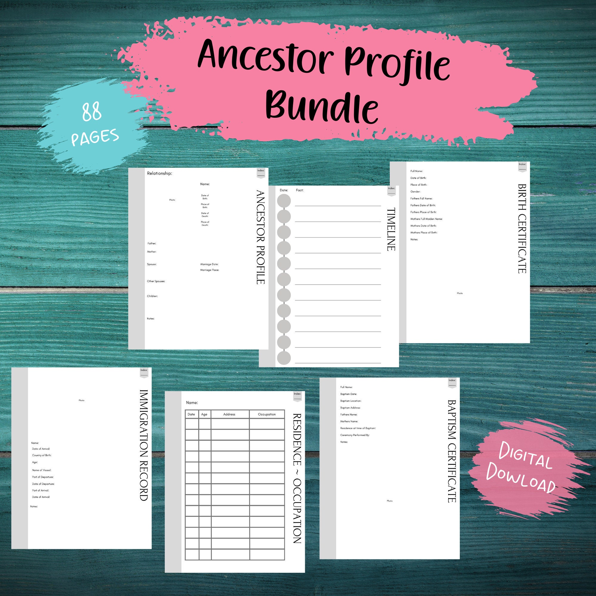 Family History Ancestor Profile | Family History Digital Download ...