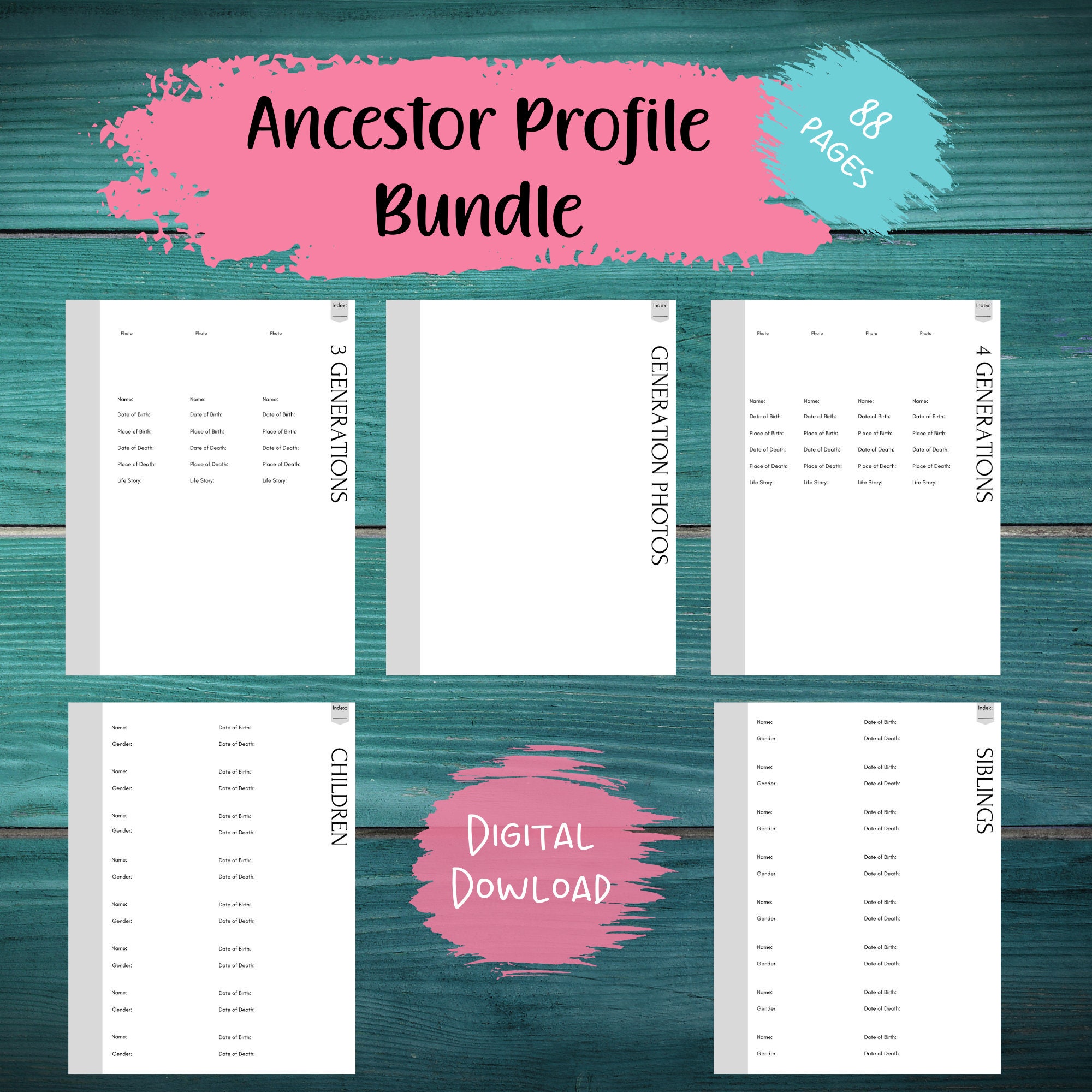 Family History Ancestor Profile | Family History Digital Download ...