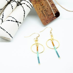 Gold and Blue Dangle Earrings