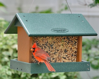 Poly Hanging Hopper Bird Feeder, Large Hanging Bird Feeder for Outside, Outdoors - Amish American Made