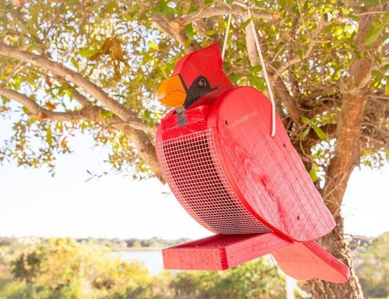 Amish Handcrafted Red Cardinal Bird Feeder Etsy