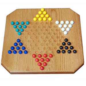 Solid Oak Wood Chinese Checkers Game for Up to 6 Players - Amish Made in America